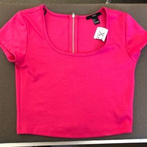 Forever 21 Hot Pink Short Sleeve Crop Top